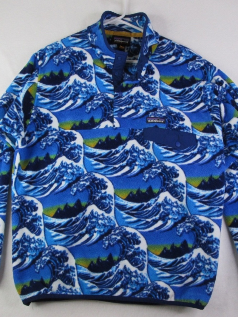 Patagonia Synchilla Snap-T Fleece Medium Hokusai Fitz Roy Wave Blue Print